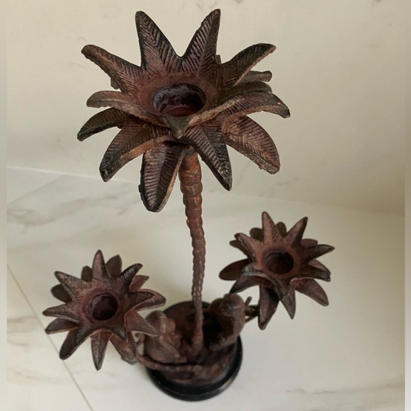 Maitland Smith Style? Monkey Palm Tree Candle Holder Candelabra Brass/Bronze - Picture 6 of 16